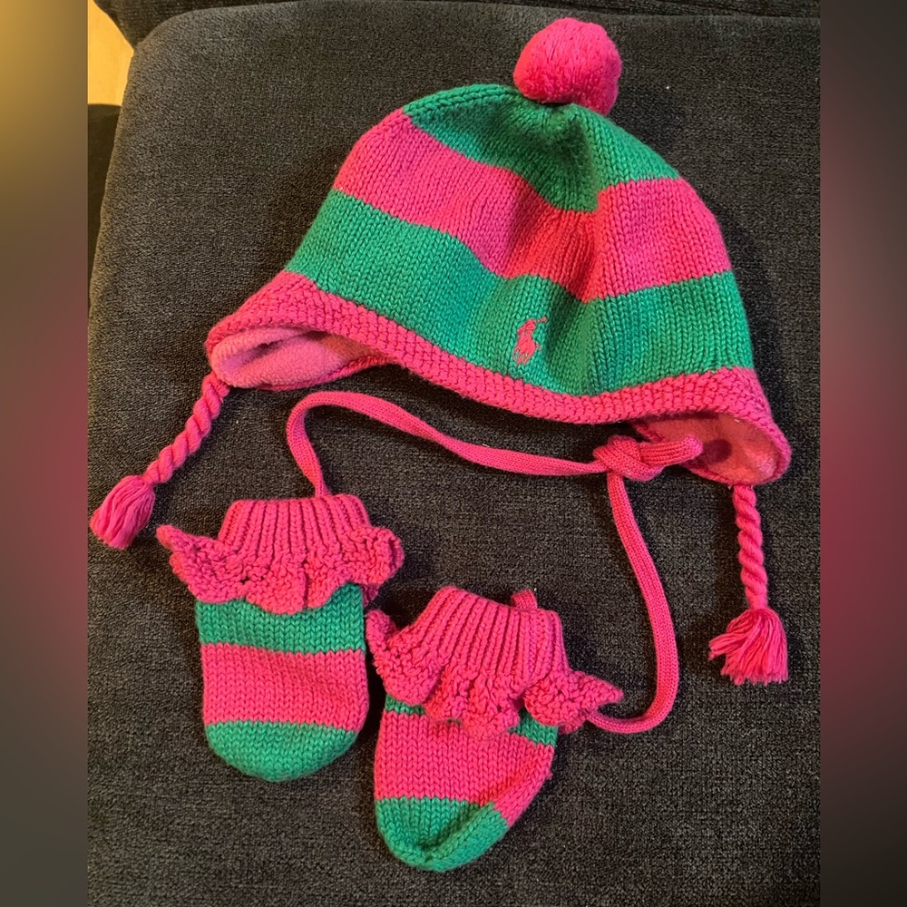 Ralph Lauren Baby Hat and Mittens